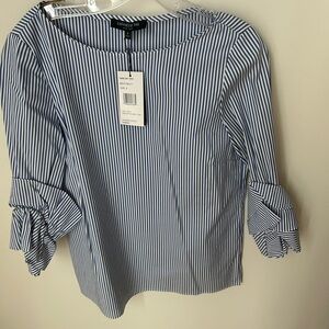 Lafayette 148 New York Blue Striped Women's Top